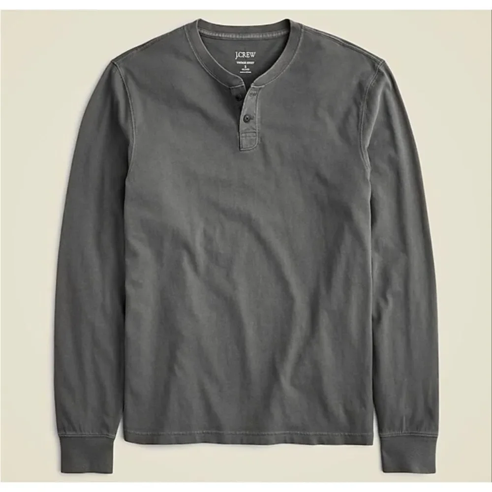 J. Crew Vintage Jersey Wash Cotton Henley in Galvanized Iron NWT size Small